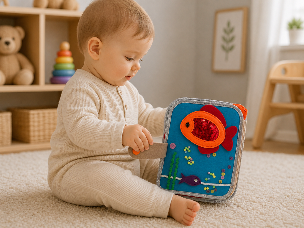 8-Page Montessori Busy Book for Toddlers – Quiet Felt Activity Book for Travel & Learning