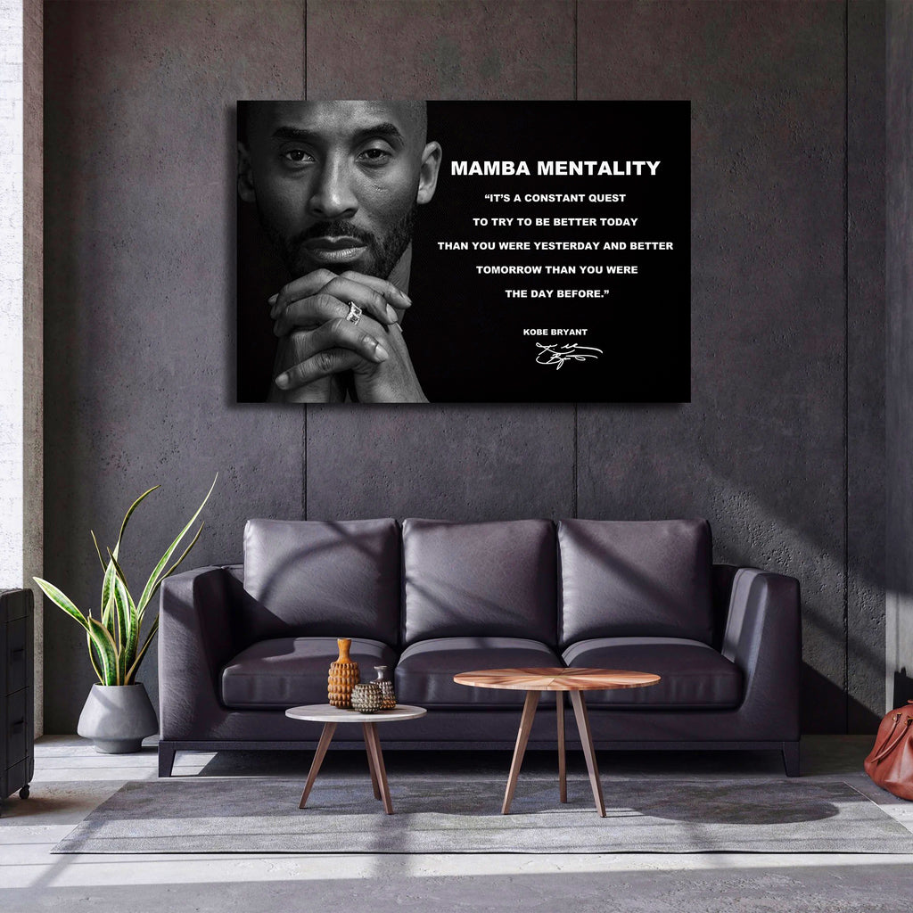 Kobe Bryant Mamba Mentality Motivation Quotes Canvas,Basketball Legend Player Poster, Basketball Gift, Mindset Print