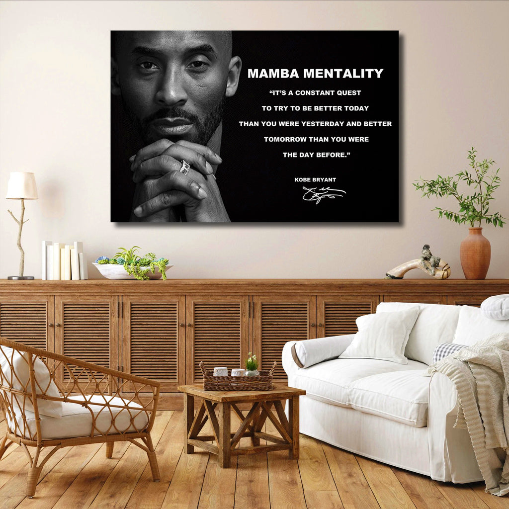 Kobe Bryant Mamba Mentality Motivation Quotes Canvas,Basketball Legend Player Poster, Basketball Gift, Mindset Print