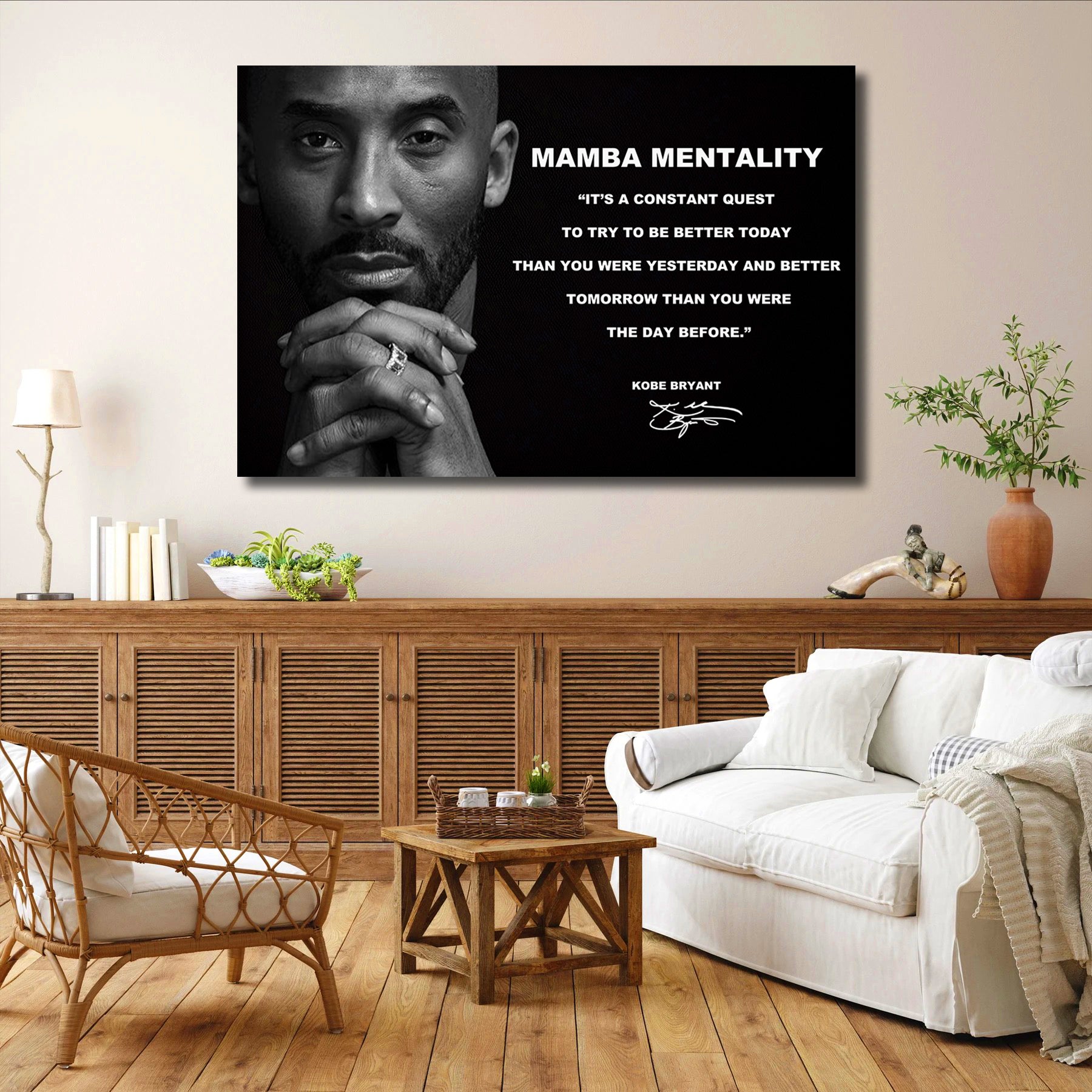 Kobe Bryant Mamba Mentality Motivation Quotes Canvas,Basketball Legend Player Poster, Basketball Gift, Mindset Print