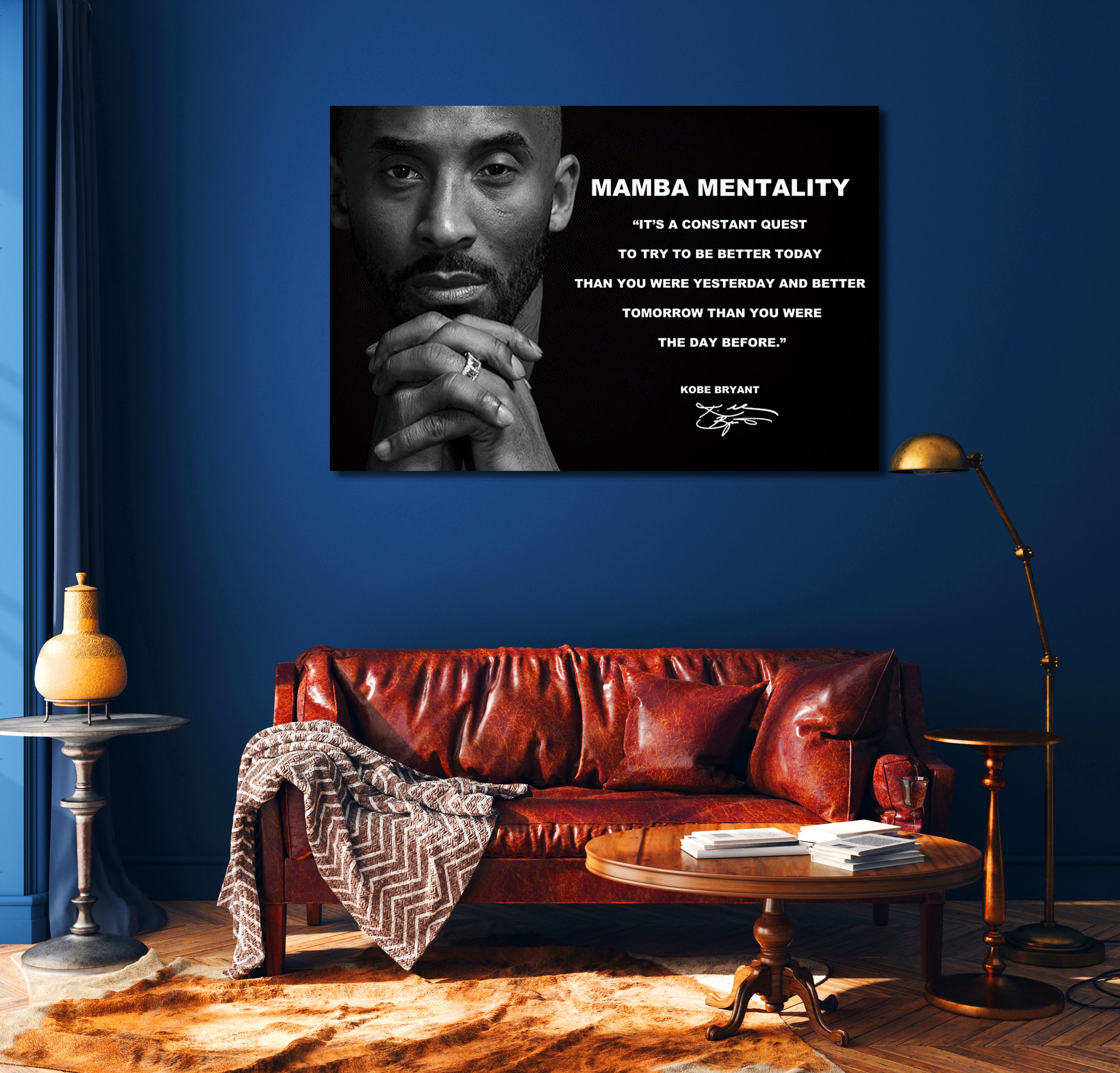 Kobe Bryant Mamba Mentality Motivation Quotes Canvas,Basketball Legend Player Poster, Basketball Gift, Mindset Print