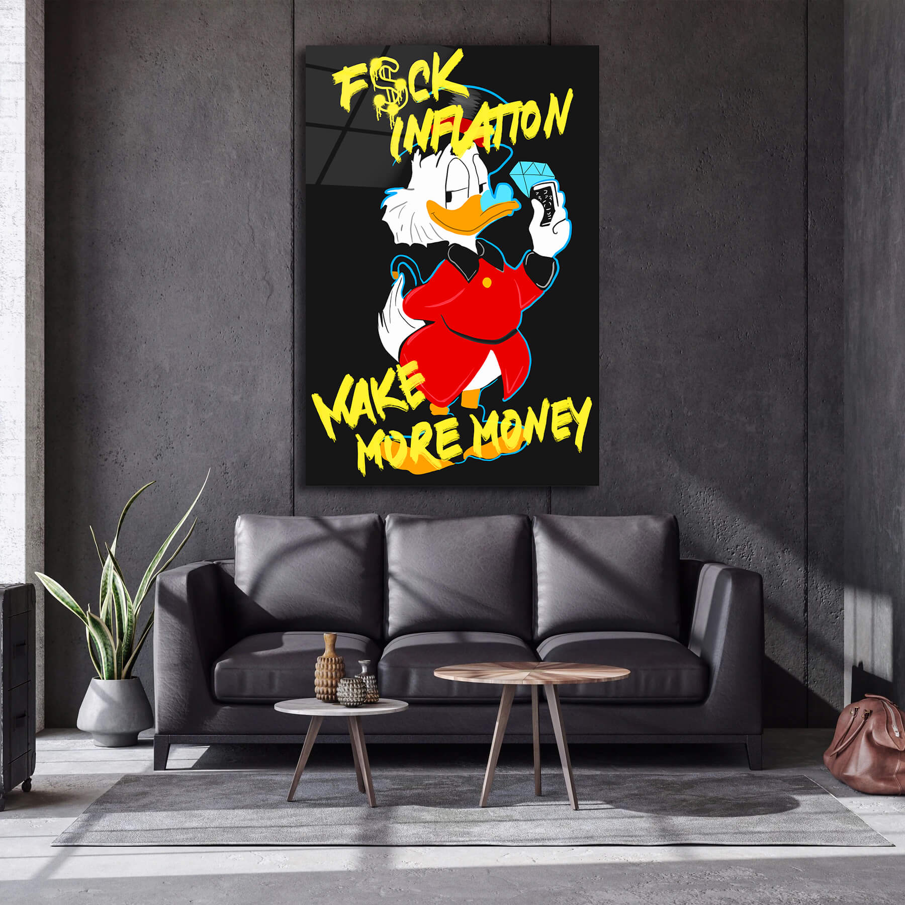 Funny Money Motivation Wall Art – Luxury Duck Poster for Office & Modern Decor