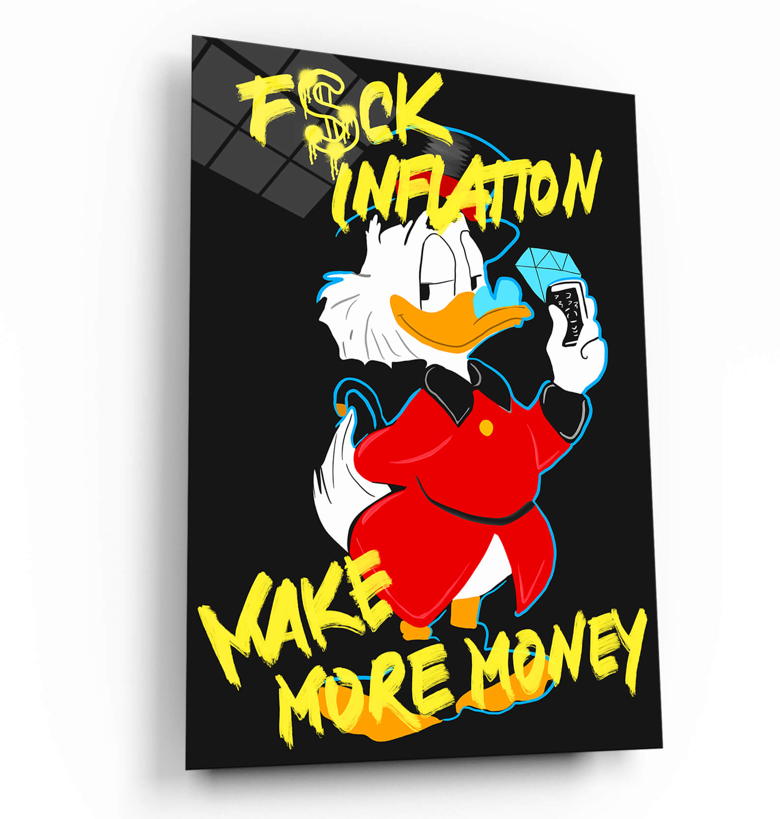 Funny Money Motivation Wall Art – Luxury Duck Poster for Office & Modern Decor