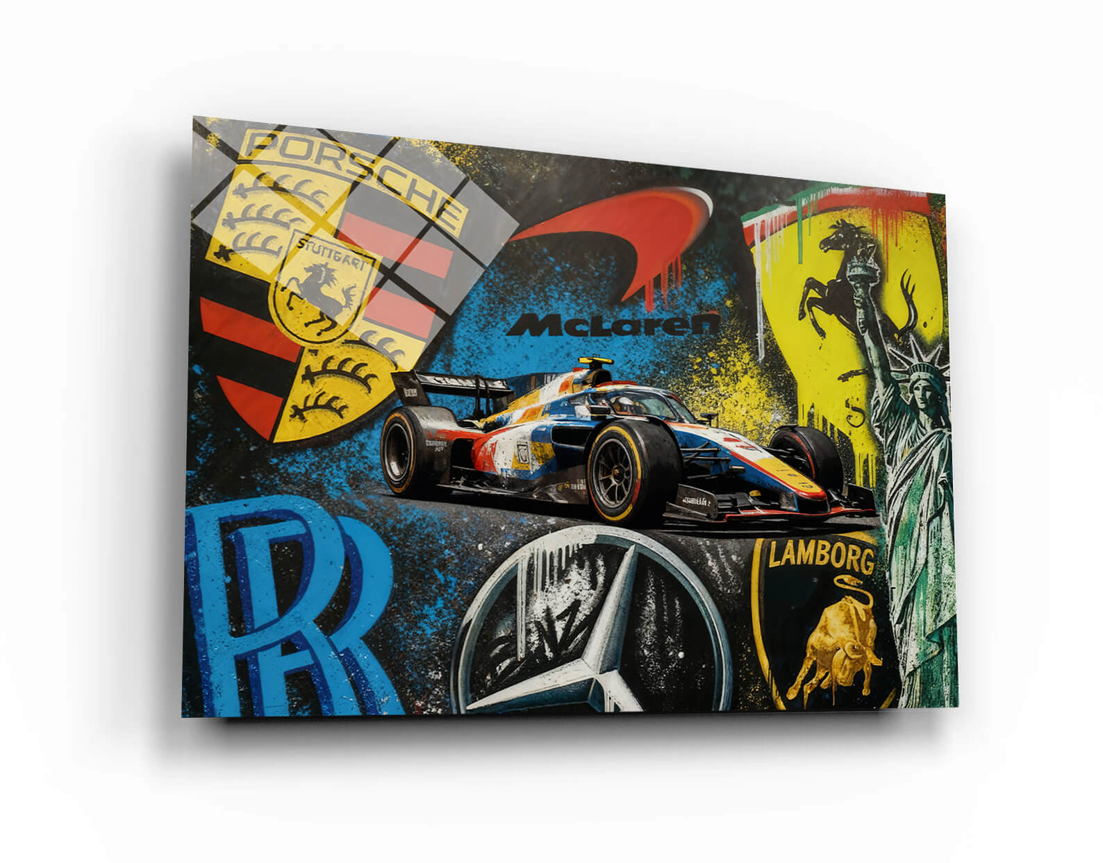 Racing Car Wall Art • McLaren F1 Supercar Canvas • Porsche Ferrari Lamborghini Mercedes Decor for Office & Game Room