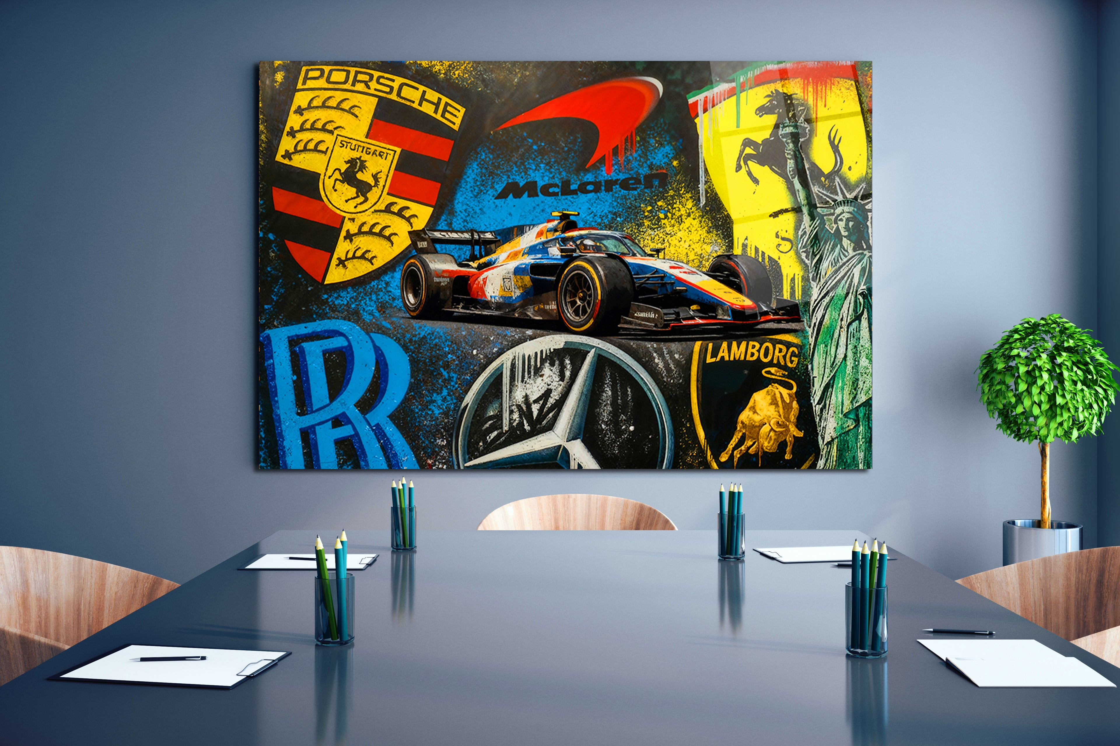 Racing Car Wall Art • McLaren F1 Supercar Canvas • Porsche Ferrari Lamborghini Mercedes Decor for Office & Game Room