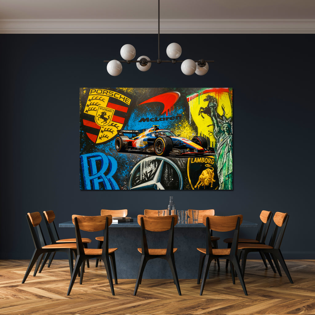 Racing Car Wall Art • McLaren F1 Supercar Canvas • Porsche Ferrari Lamborghini Mercedes Decor for Office & Game Room