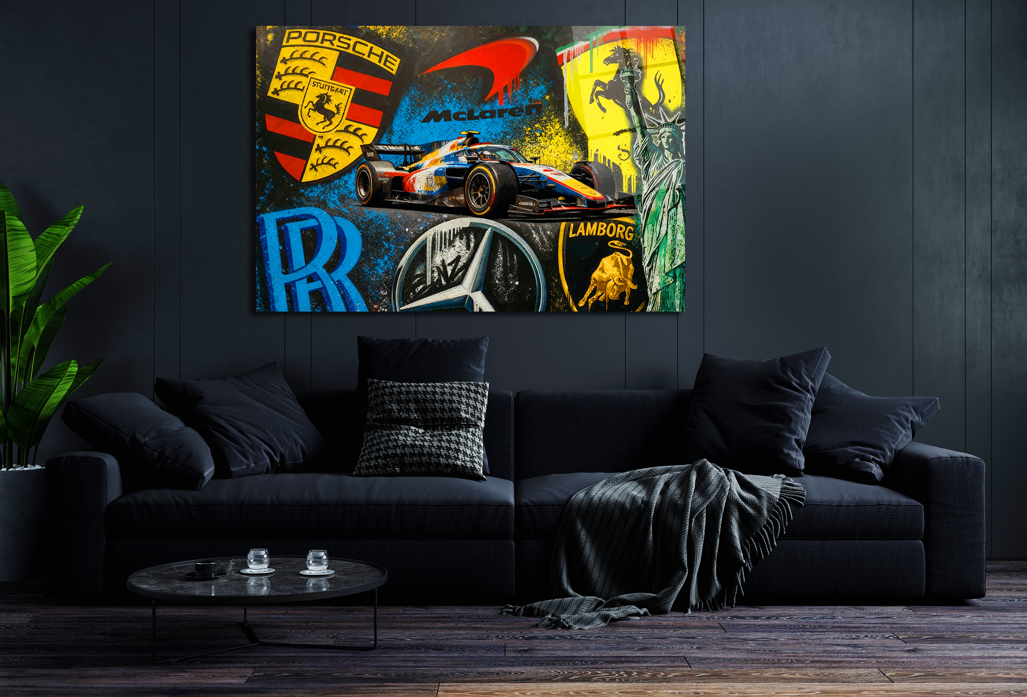 Racing Car Wall Art • McLaren F1 Supercar Canvas • Porsche Ferrari Lamborghini Mercedes Decor for Office & Game Room