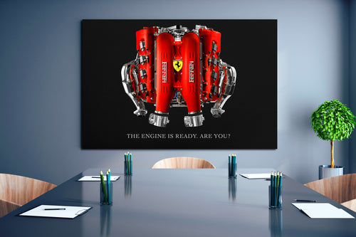 Ferrari Engine Wall Art – Luxury Automotive Motivational Poster, Office Car Art Canvas, Supercar Decor